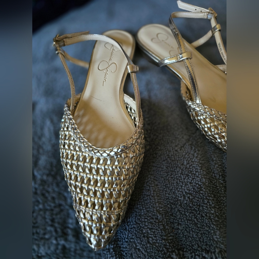 Jessica Simpson Metallic Gold Woven Sandals